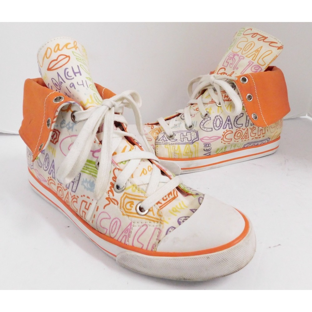 Coach A1285 Bonney Graffiti Print High Top Sneaker Y2K Size 7.5